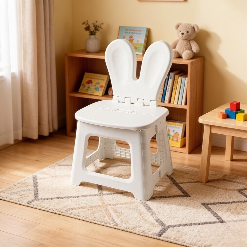 Kids Outdoor Folding Chair - Silla plegable con dibujos de conejos,