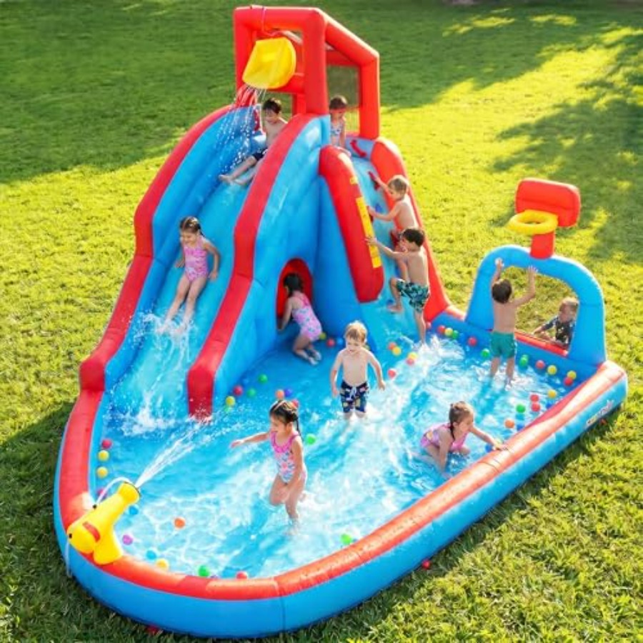 Kids Outdoor Park - Tobogán acuático inflable para patio trasero,
