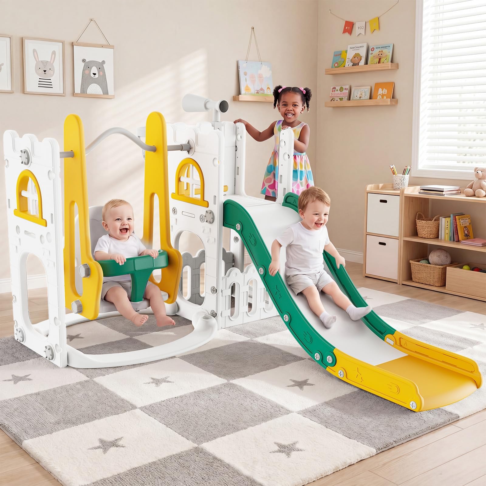 Kids Outdoor Slide Set - Juego de tobogán y columpio 7