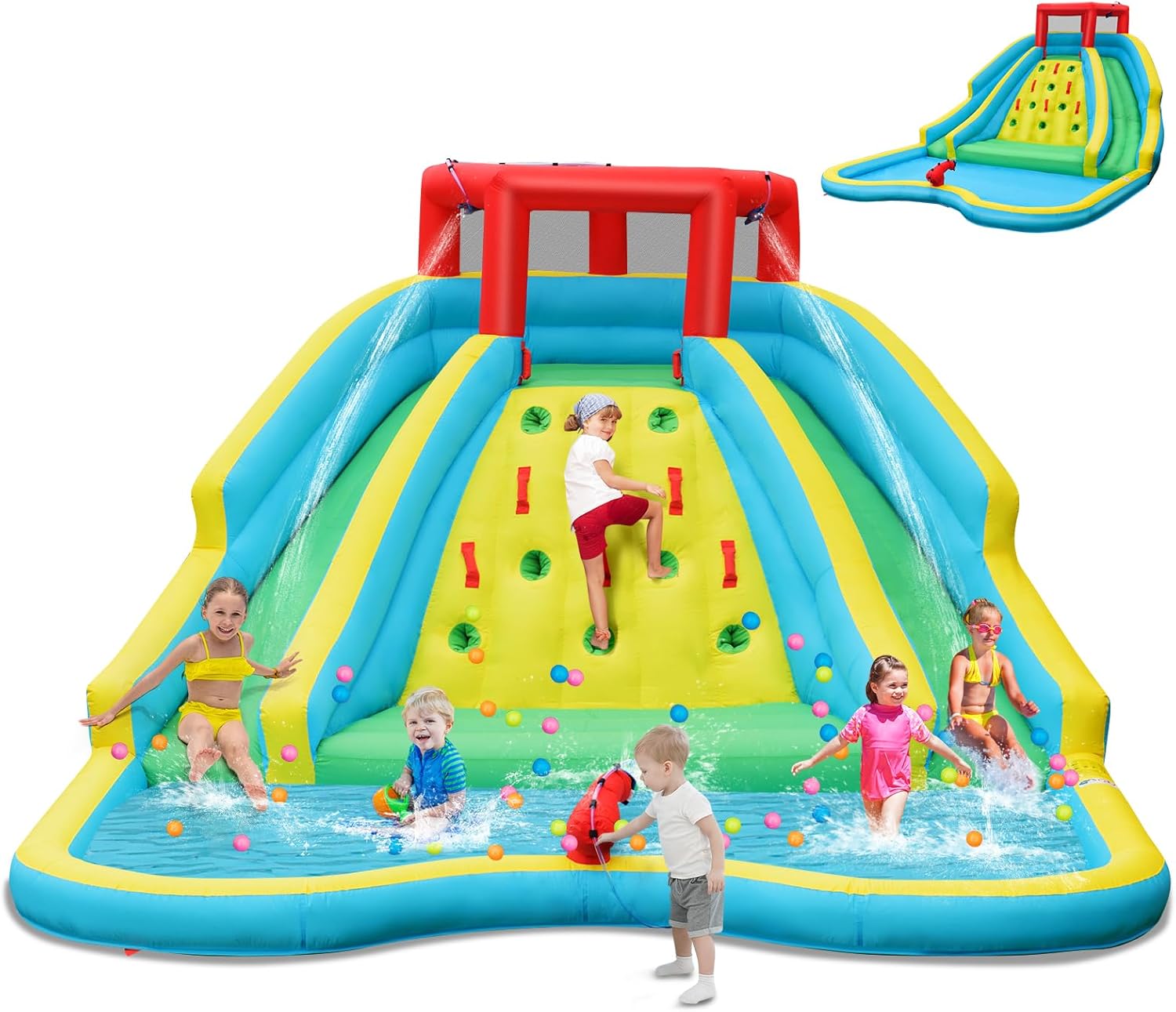 Kids Outdoor Climbing - Tobogán Acuático Inflable Gigante para Niños,