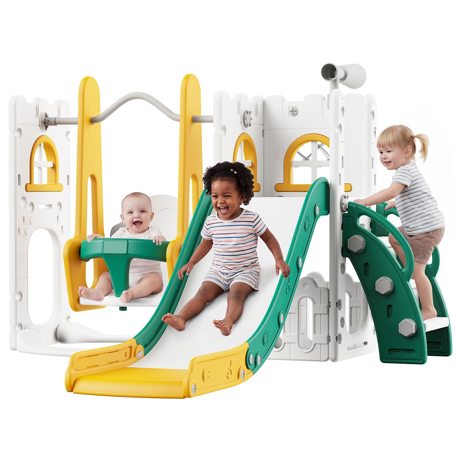 Juego de tobogán y columpio 7  - Kids Outdoor Slide Set reseña y precio