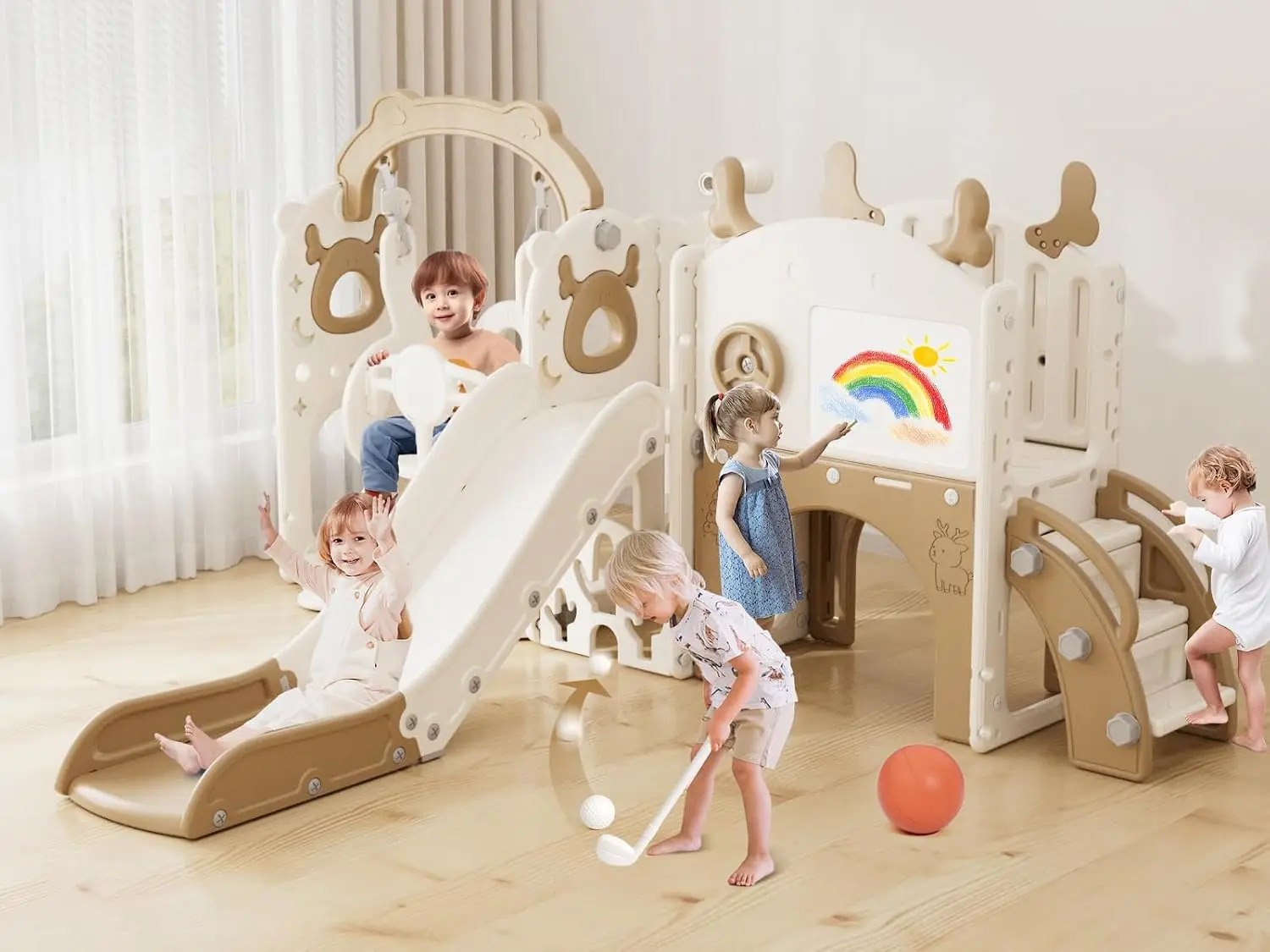 Juego de tobogán y columpio 13 - Kids Outdoor Slide Set reseña y precio