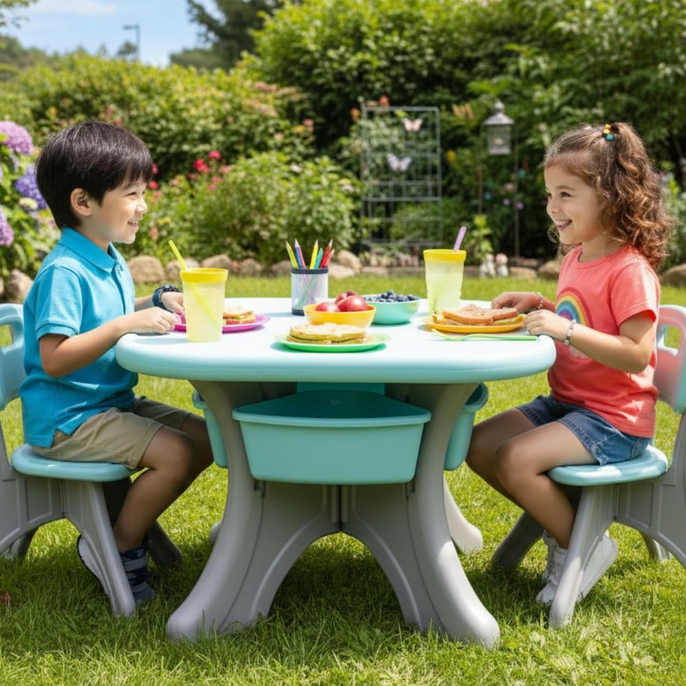 Mesa y Sillas para Niños, Jueg - Kids Outdoor Table And Chair Set reseña y precio